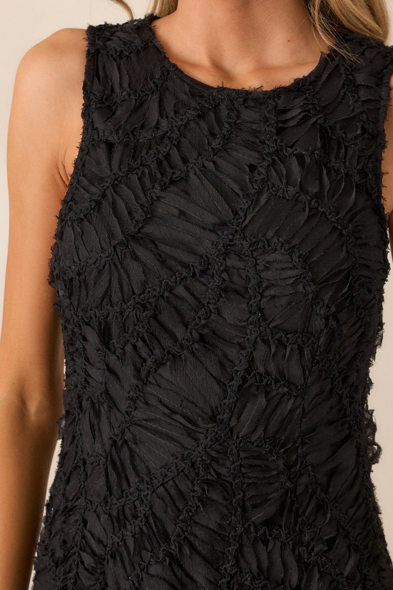 Chasing Shadows Black Textured Midi Dress Product Image