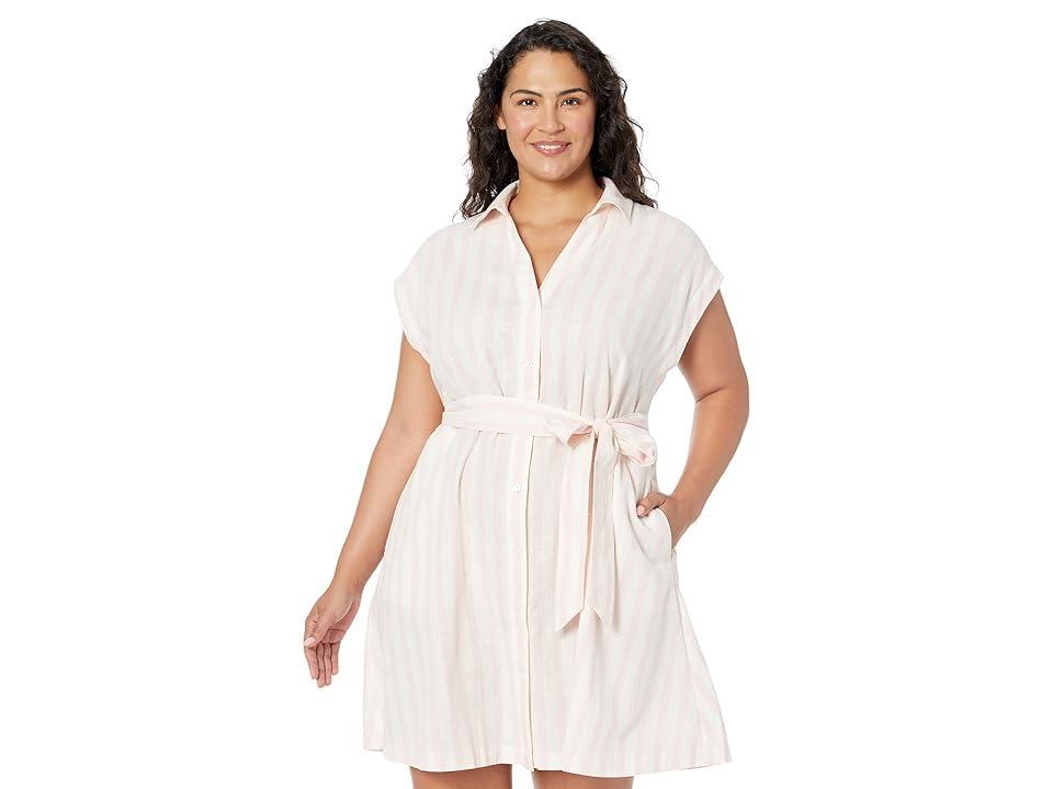 Draper James Plus Size Trisha Shirtdress in Cabana Stripe (Light ) Women's Dress Product Image