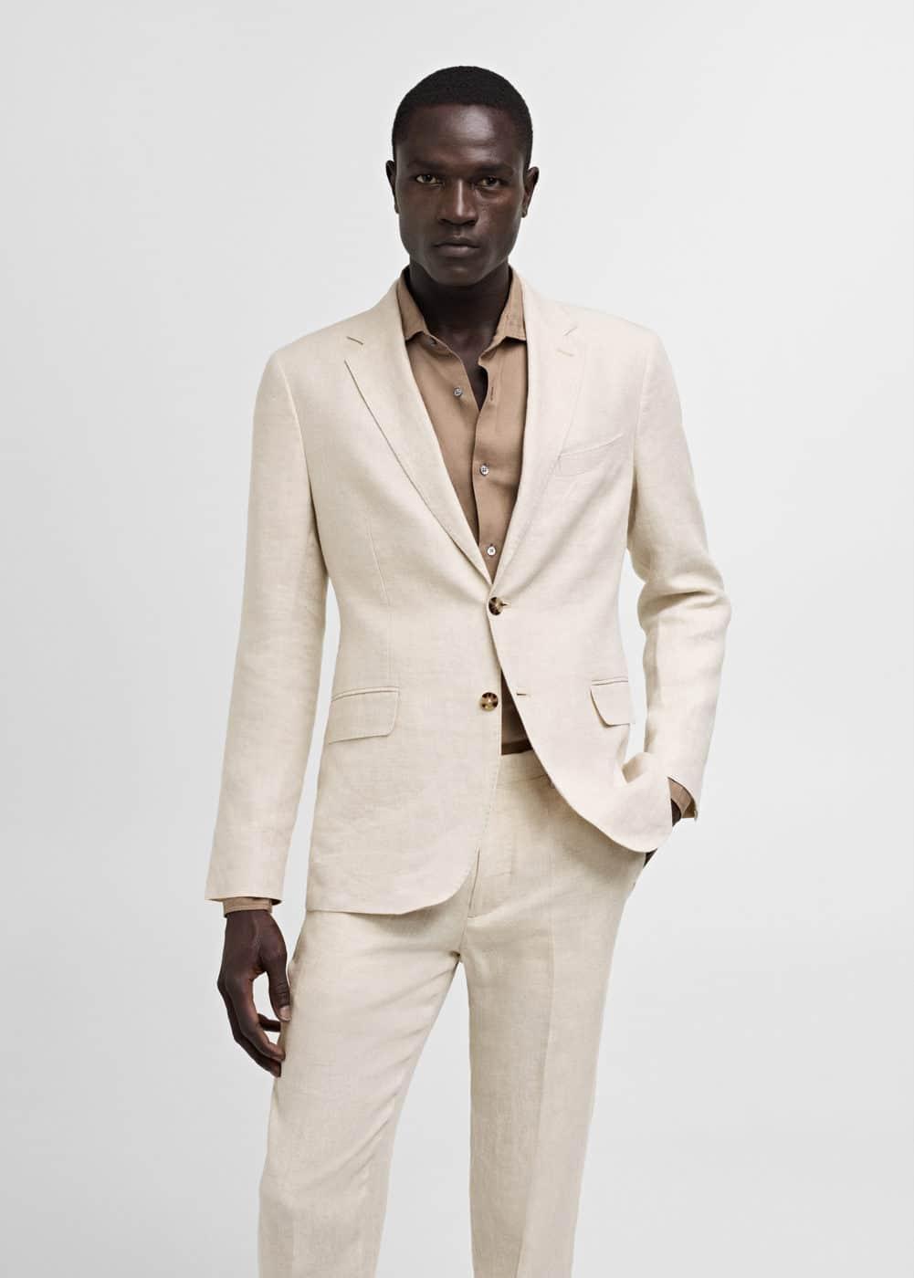 Mango Mens Linen Slim-Fit Suit Blazer Product Image