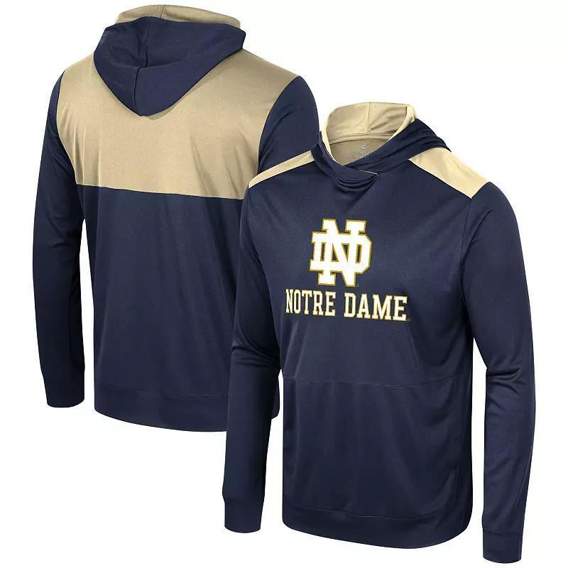 Mens Colosseum Notre Dame Fighting Irish Warm Up Long Sleeve Hoodie T-Shirt Blue Product Image