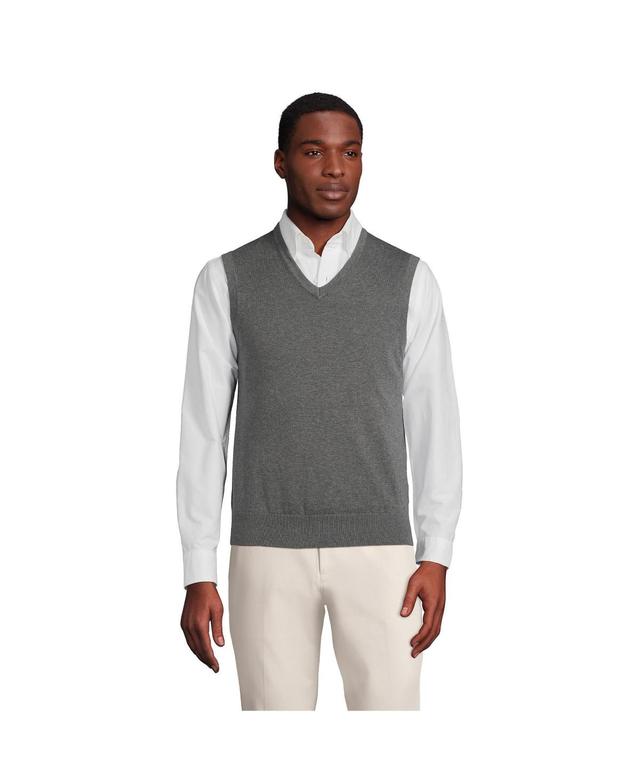 Lands End Mens Tall Fine Gauge Supima Cotton Sweater Vest Product Image