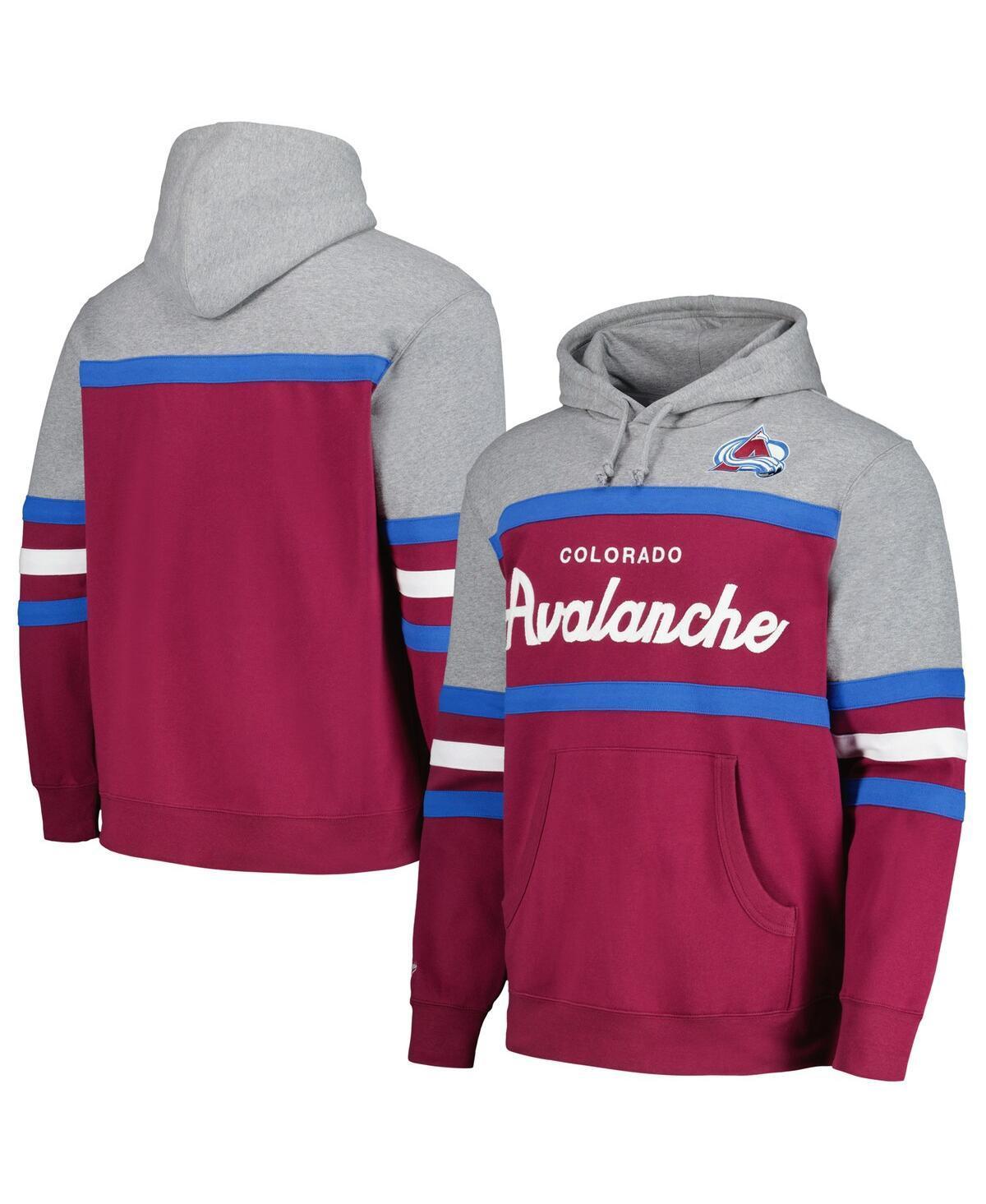 Mens Mitchell & Ness Burgundy Colorado Avalanche Head Coach Pullover Hoodie - Burgundy Product Image