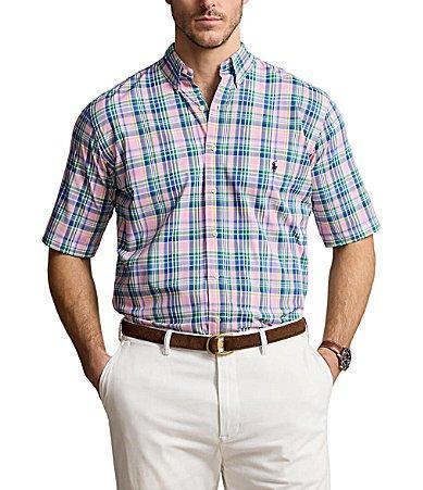 Polo Ralph Lauren Big  Tall Classic Fit Plaid Performance Stretch Short Sleeve Twill Woven Shirt Product Image