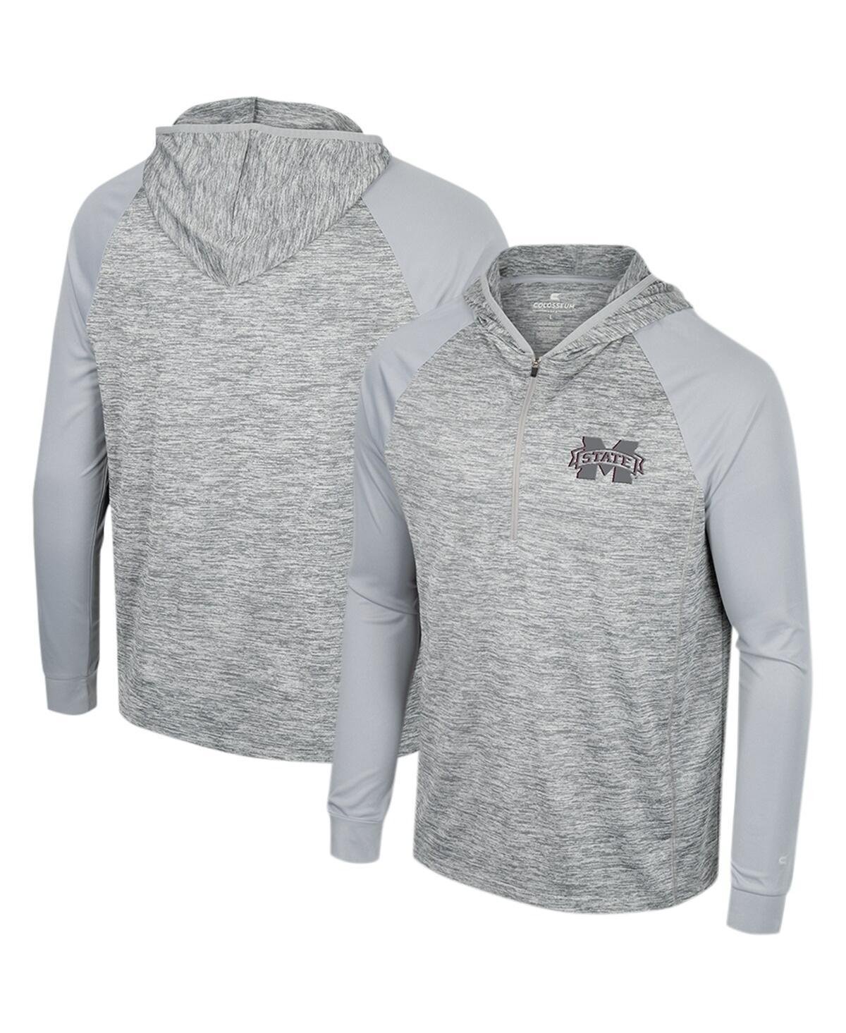 Mens Colosseum Gray Mississippi State Bulldogs Cybernetic Raglan Quarter-Zip Hooded Top Product Image