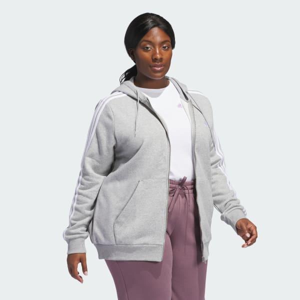 Essentials 3-Stripes Full-Zip Fleece Hoodie (Plus Size) Product Image