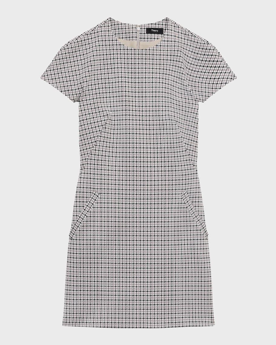 Dolman Short-Sleeve Houndstooth Mini Dress product image