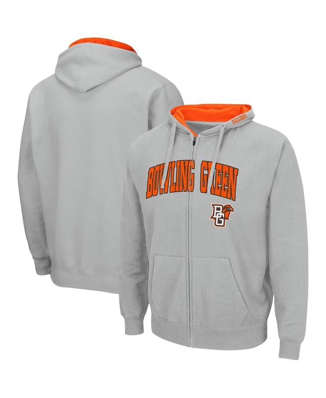 Mens Colosseum Gray Bowling Green St. Falcons Arch & Logo 3.0 Full-Zip Hoodie Product Image