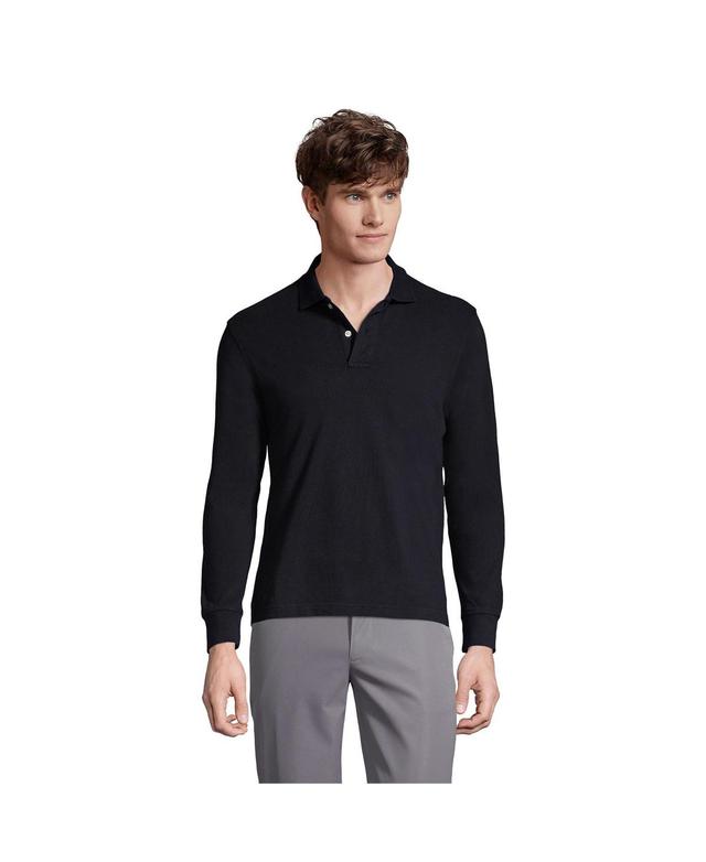 Mens Lands End Long Sleeve Mesh Polo Shirt Product Image