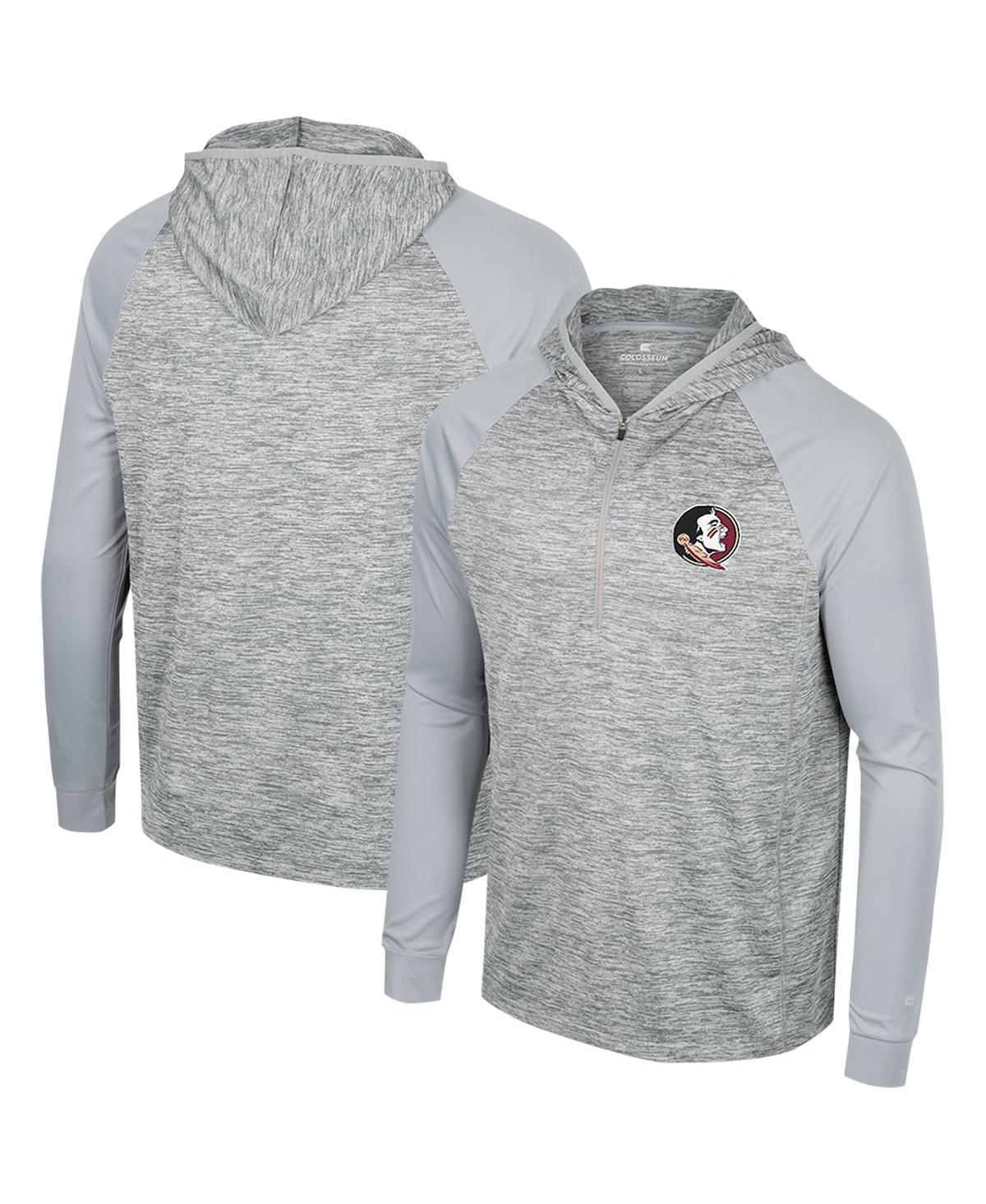 Mens Colosseum Gray Florida State Seminoles Cybernetic Raglan Quarter-Zip Hooded Top Product Image