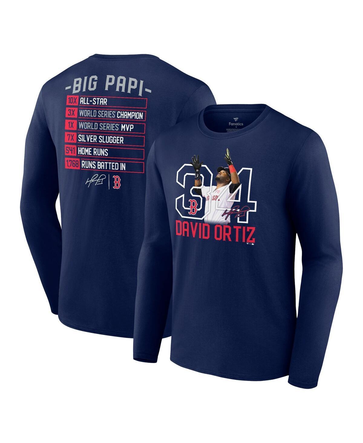 Mens Fanatics Branded David Ortiz Boston Red Sox Stats Resume Long Sleeve T-Shirt Blue Product Image