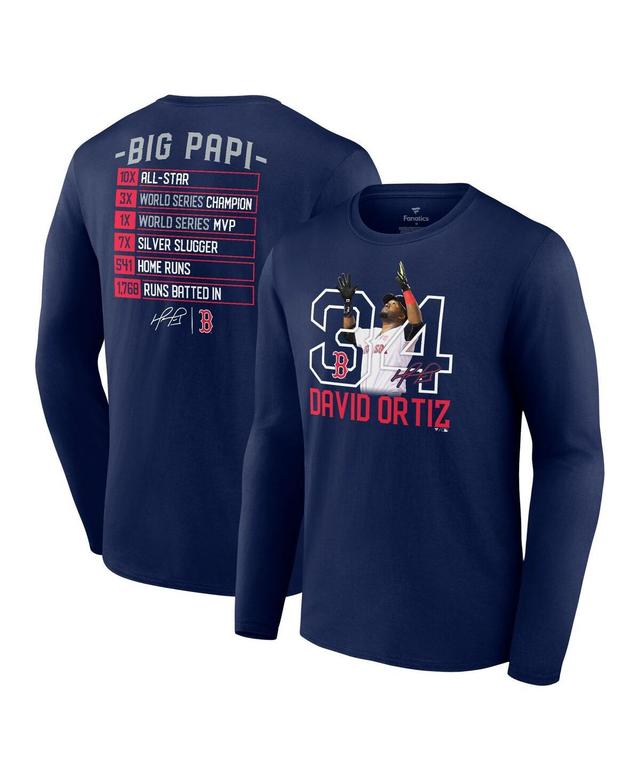 Mens Fanatics Branded David Ortiz Navy Boston Red Sox Stats Resume Long Sleeve T-Shirt Product Image