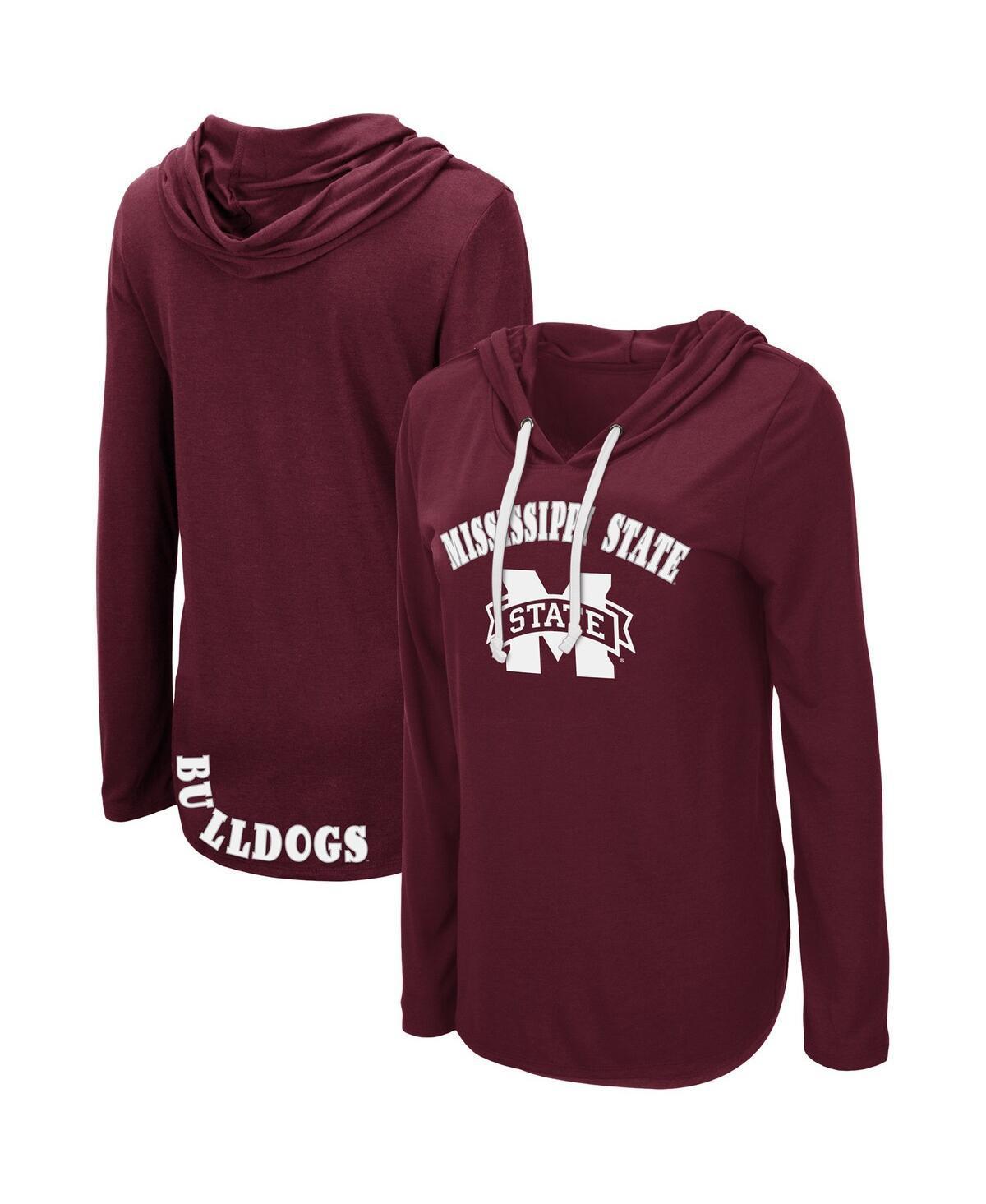 Womens Colosseum Maroon Mississippi State Bulldogs My Lover Lightweight Hooded Long Sleeve T-Shirt Product Image