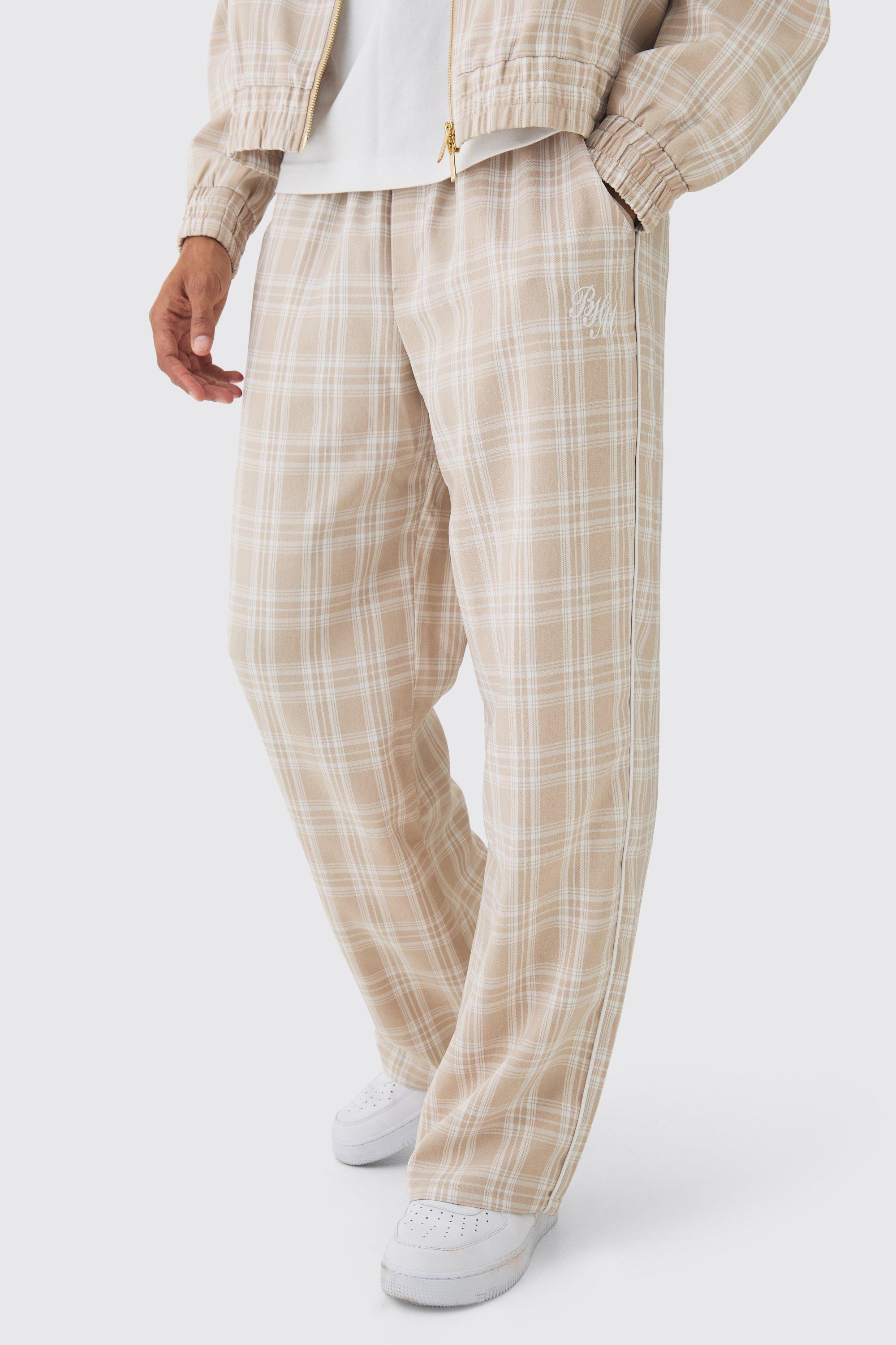 Elasticated Waist Wide Leg Plaid Pants | boohooMAN USA Product Image