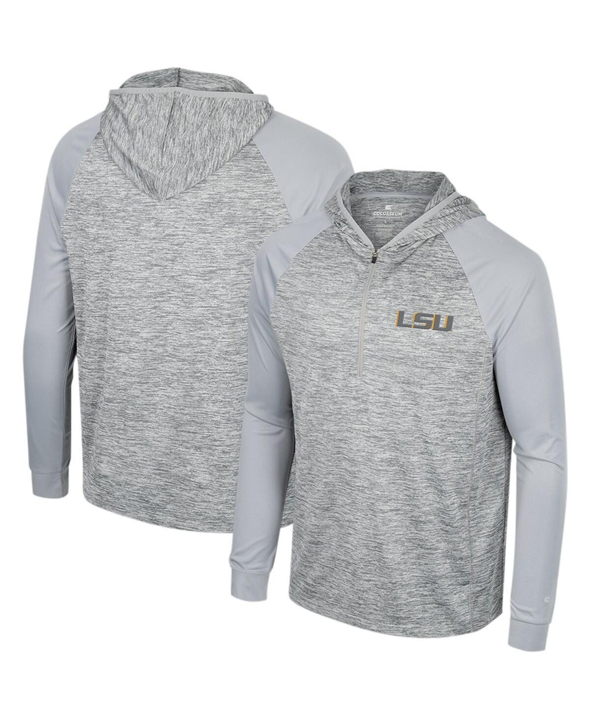 Mens Colosseum Gray Navy Midshipmen Cybernetic Raglan Quarter-Zip Hooded Top Product Image