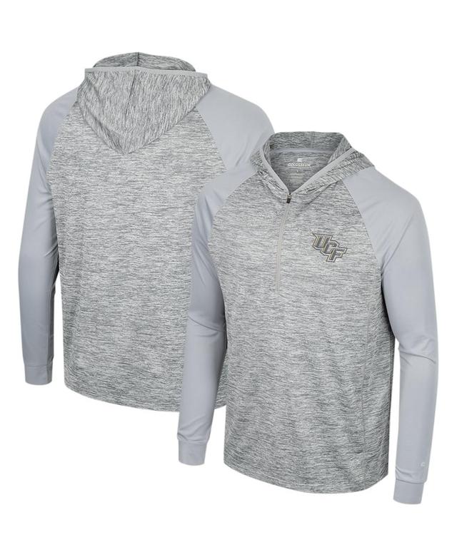 Mens Colosseum Gray Arkansas Razorbacks Cybernetic Raglan Quarter-Zip Hooded Top Product Image