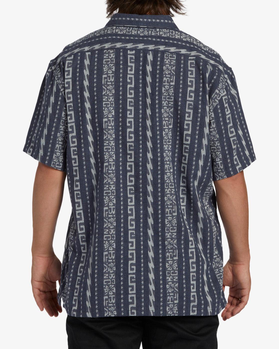 Sundays Jacquard Short Sleeve Shirt - Slate Blue Male Product Image