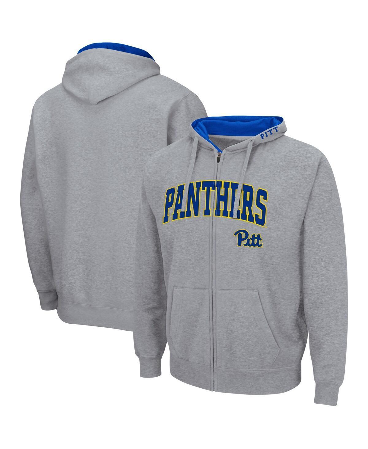 Mens Colosseum Heathered Gray Pitt Panthers Arch & Logo 3.0 Full-Zip Hoodie Product Image