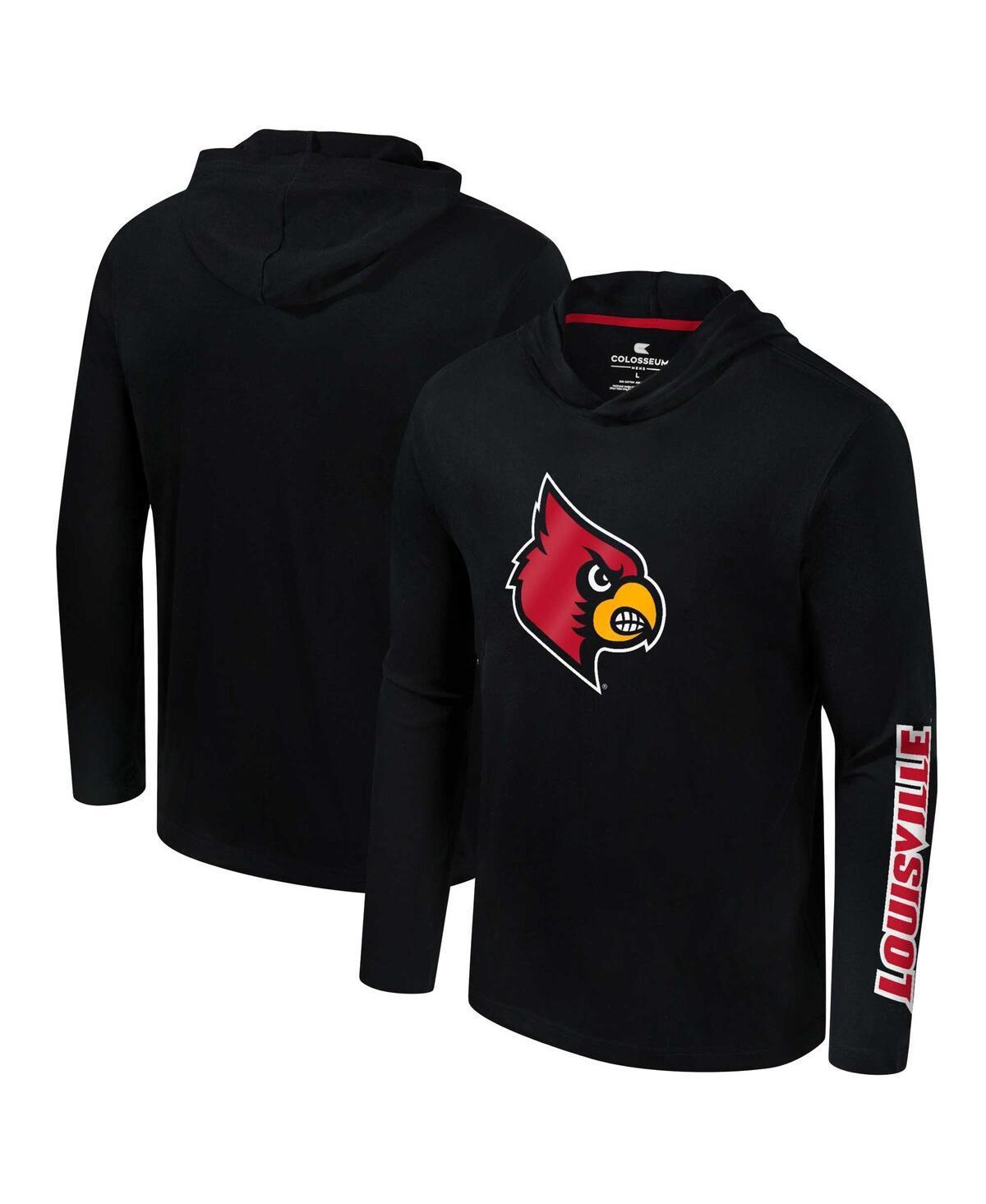 Mens Colosseum Louisville Cardinals Logo Lockup Active Blend Long Sleeve T-Shirt Hoodie Product Image