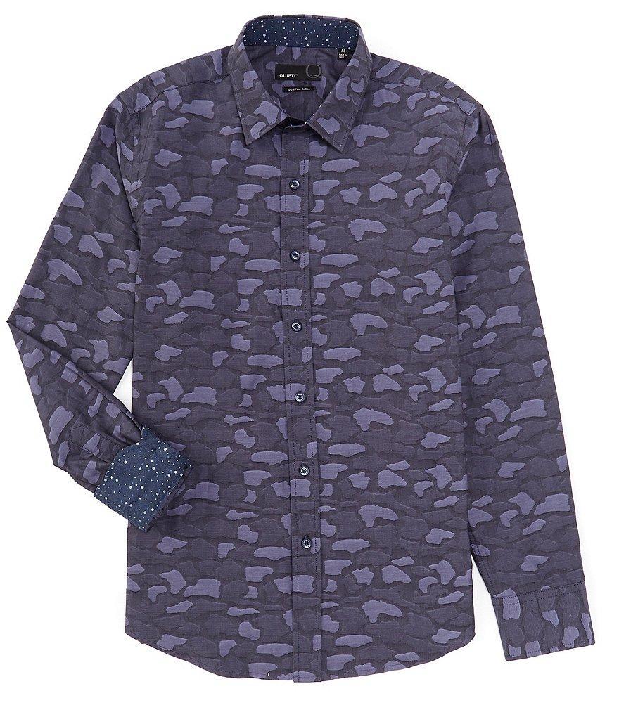 Quieti Performance Stretch Geo Print Long Sleeve Woven Shirt Product Image