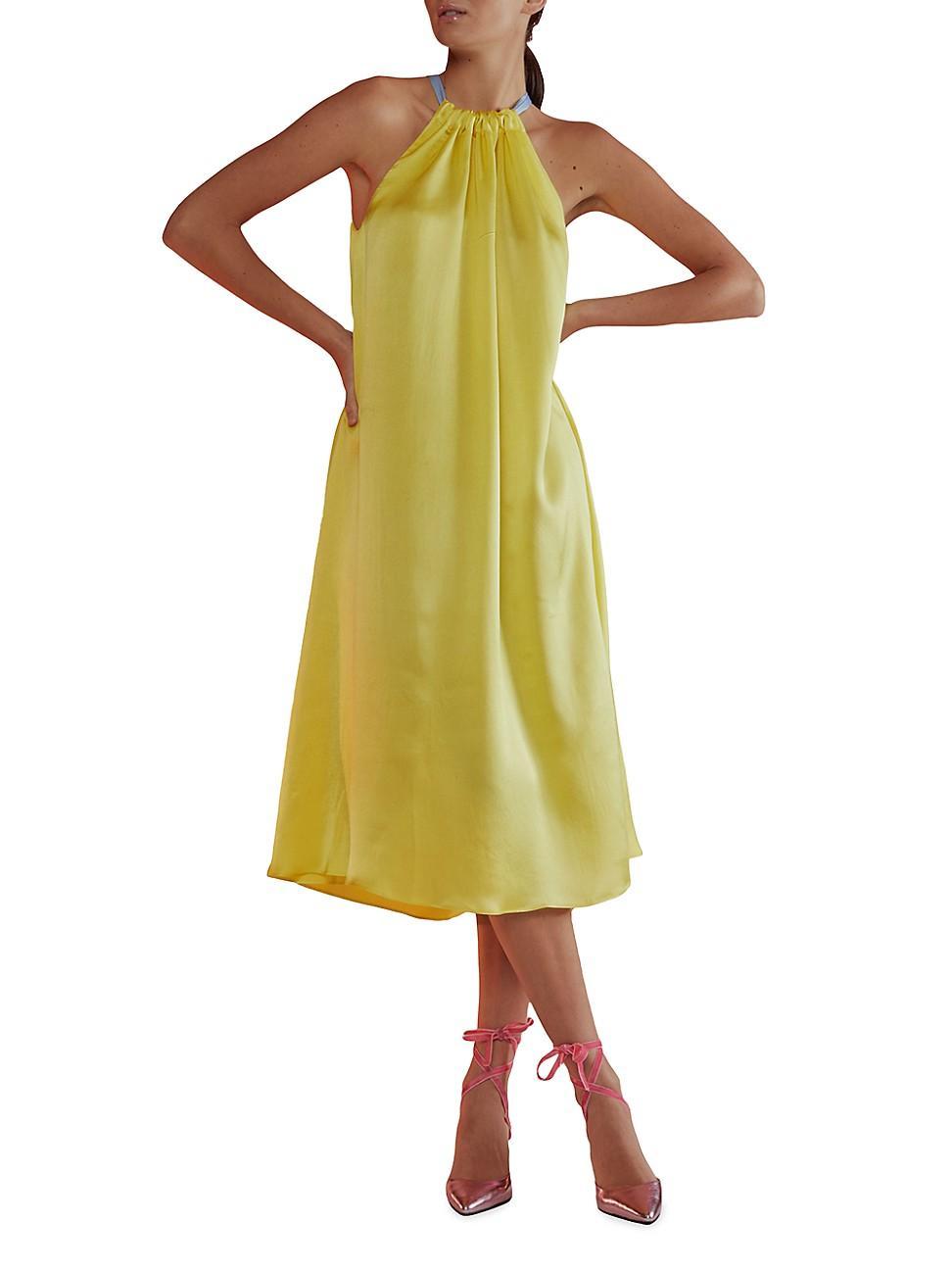 Womens Silk Halter Midi-Dress Product Image