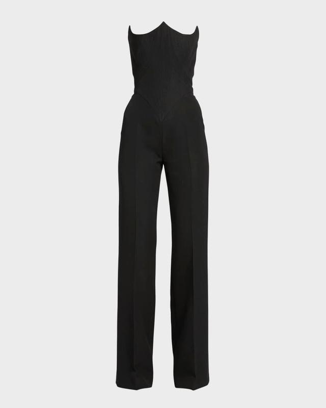 Strapless Tailored Jumpsuit with Lace-Up Back Product Image