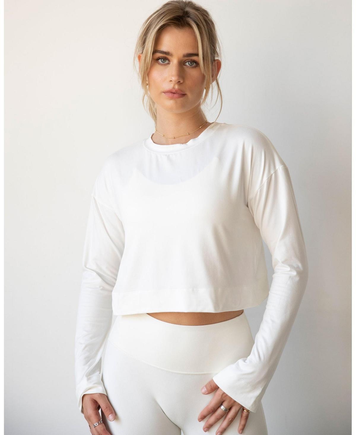 Rebody Active Womens Go With The Flow Crop Long Sleeve Top for Women Product Image