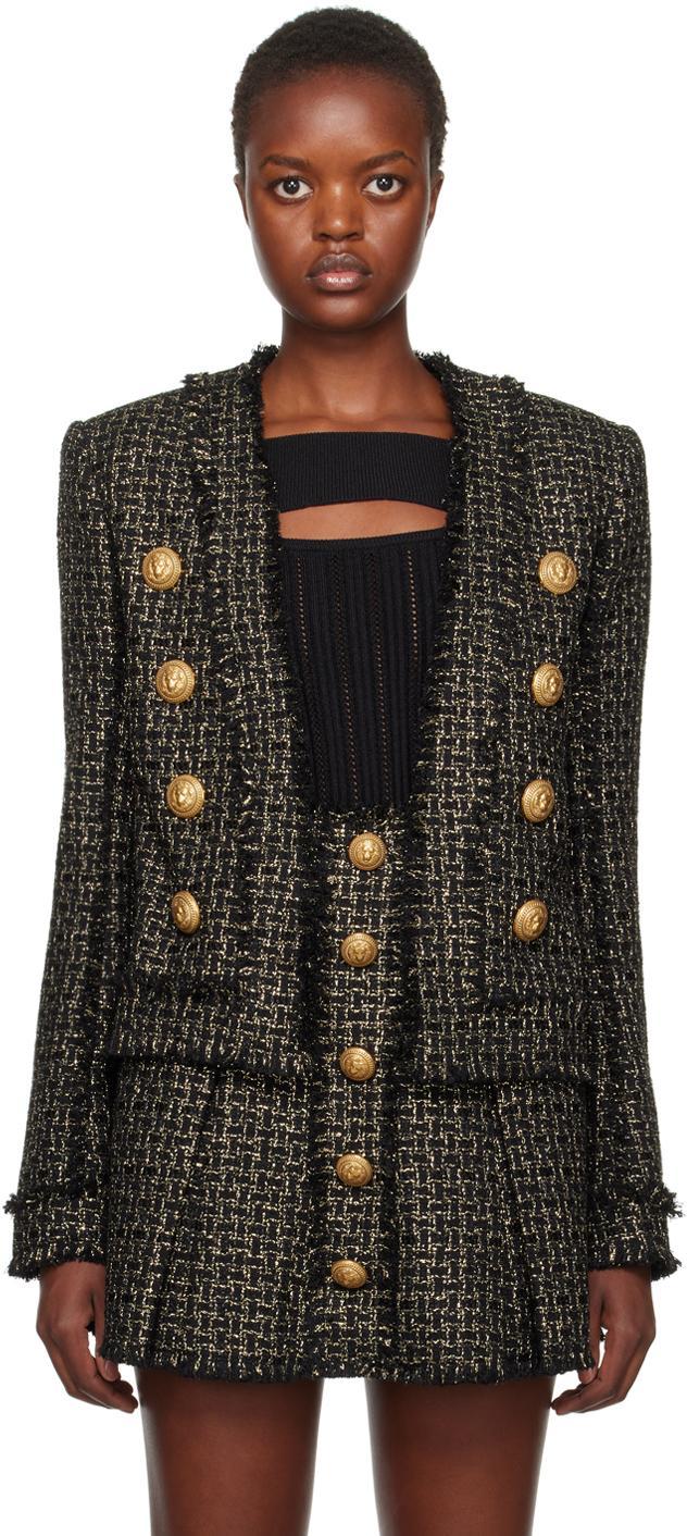 BALMAIN Metallic Tweed Jacket In Black Product Image