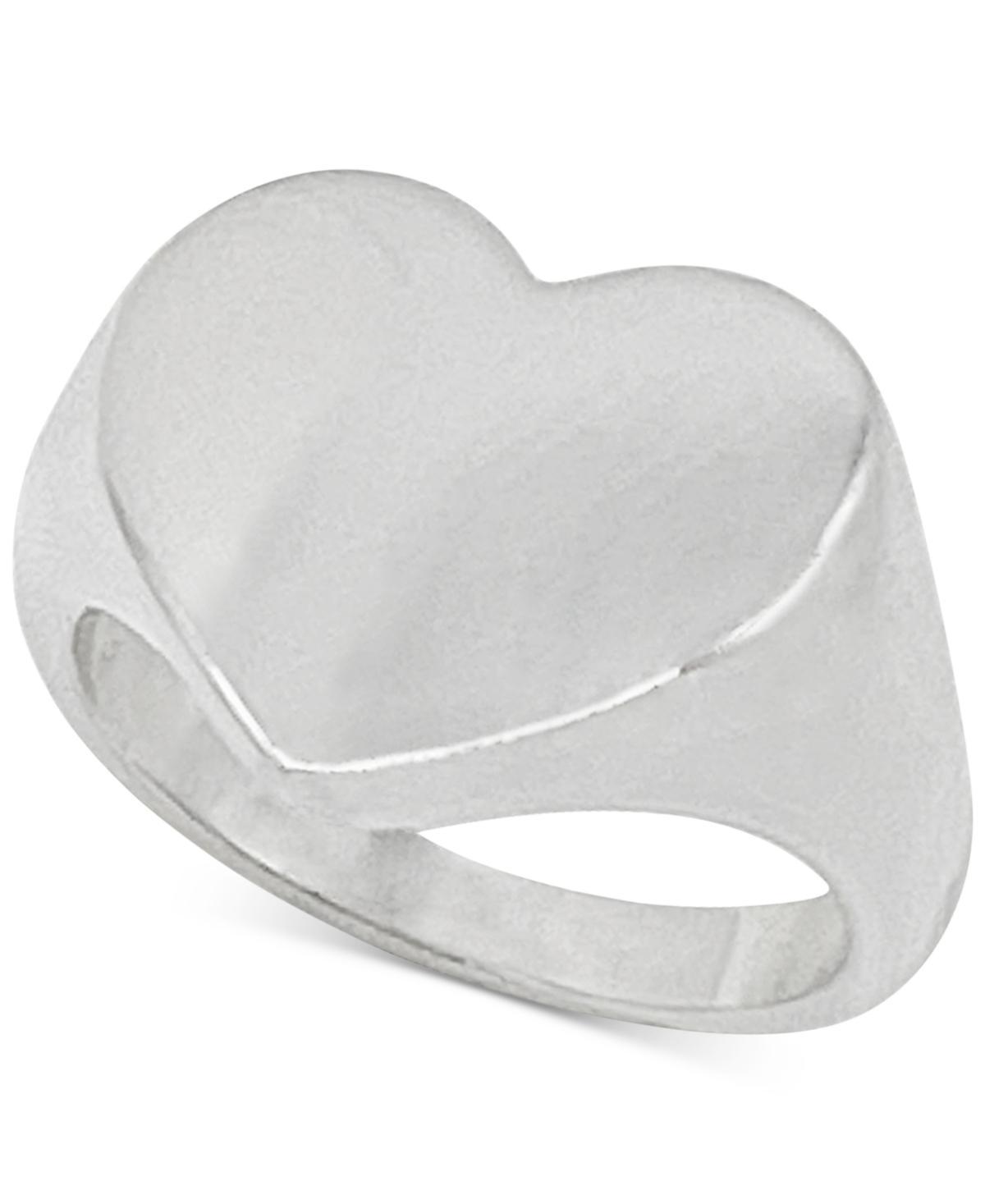 Adornia Silver Tone Heart Signet Ring, Womens Product Image