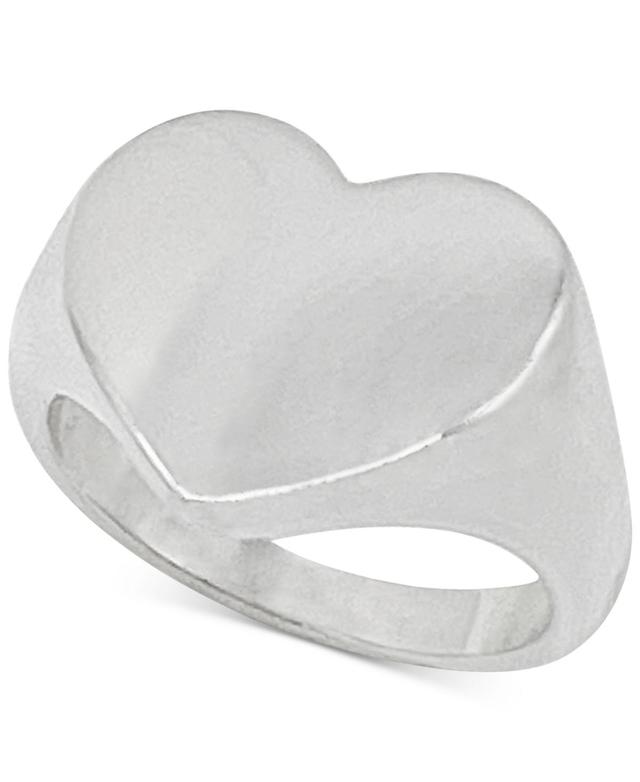 Adornia Rhodium-Plated Heart Signet Statement Ring Product Image