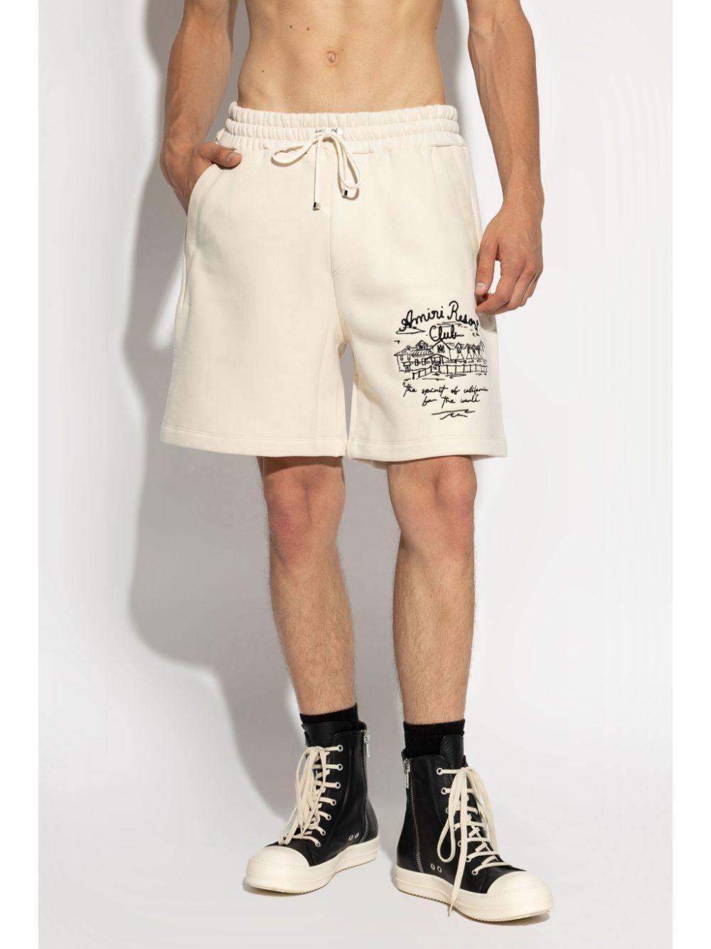 Embroidered Logo Shorts In Neutrals Product Image