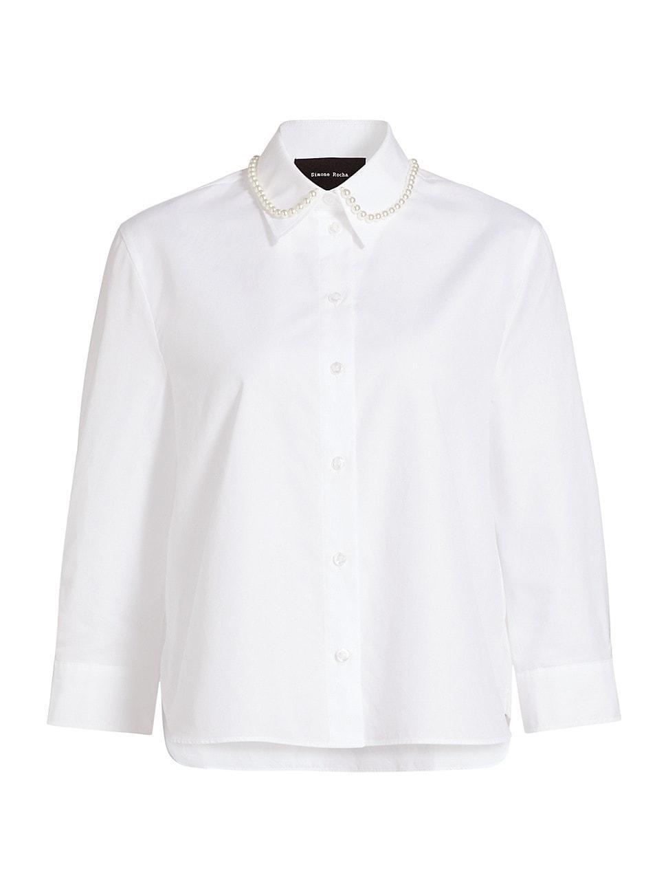 Womens Embellished Button-Front Shirt Product Image