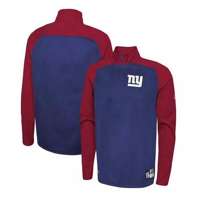 Mens New Era Royal New York Giants Combine Authentic O-Line Raglan Half-Zip Jacket Product Image