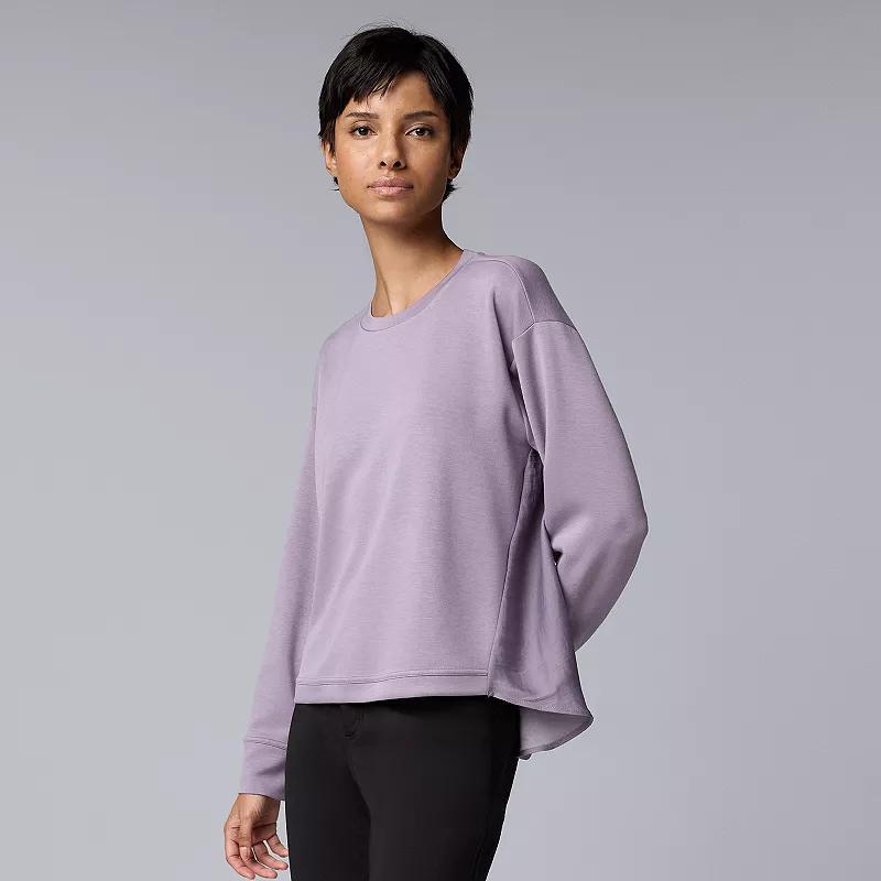 Petite Simply Vera Vera Wang Mixed Media Pullover, Womens Vera Blue Product Image