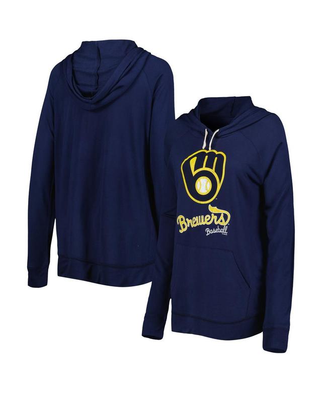 Womens Touch Navy Milwaukee Brewers Pre-Game Raglan Pullover Hoodie Product Image