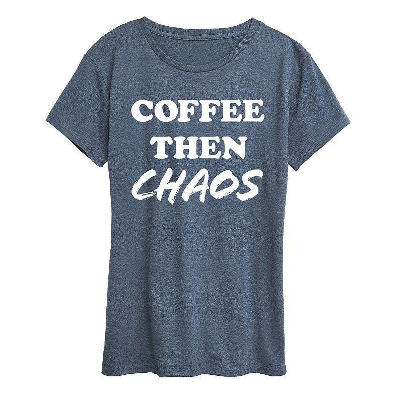 Womens Coffee Then Chaos Graphic Tee Med Blue Product Image