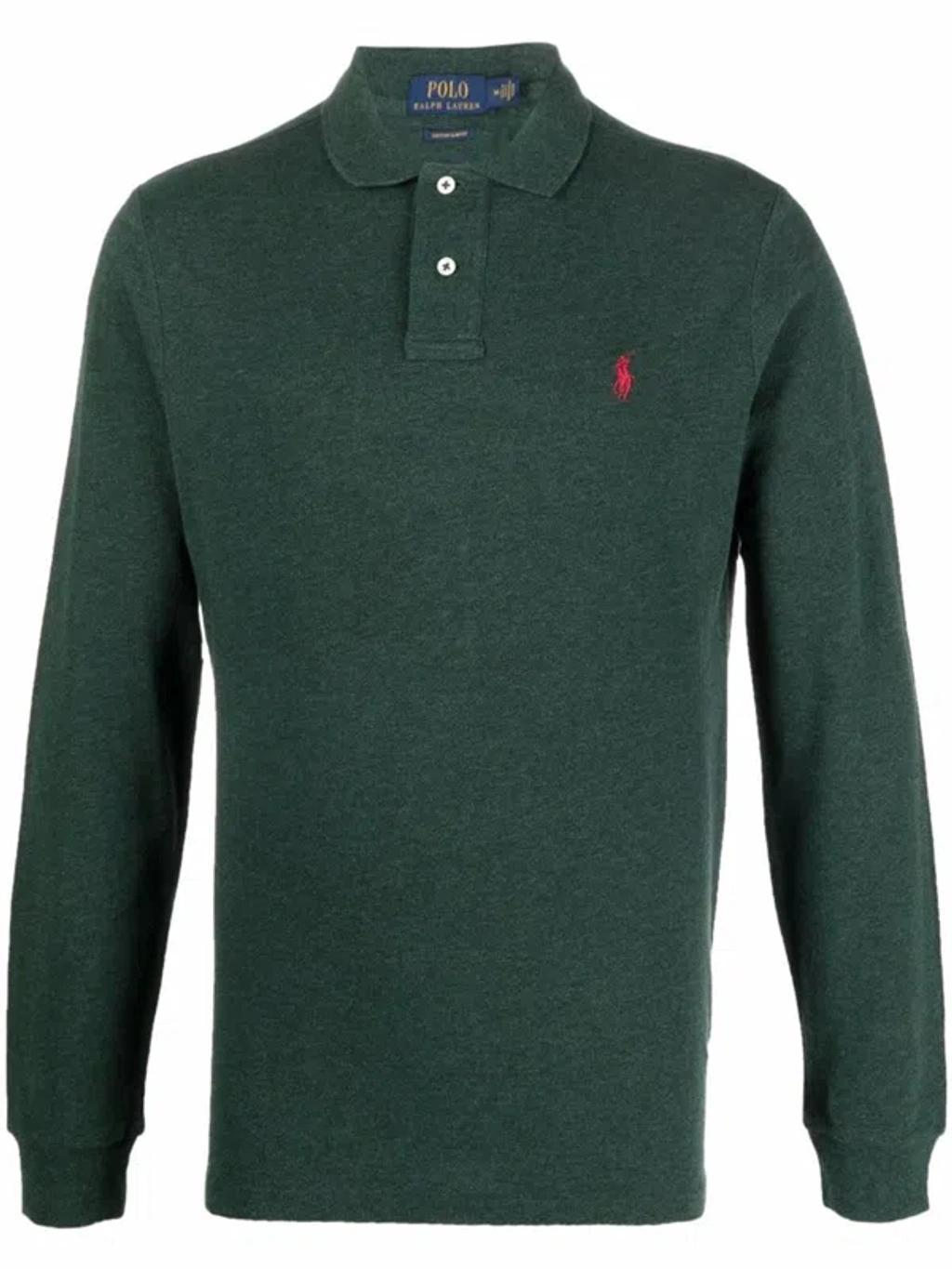 Logo Embroidered Polo Shirt In Green Product Image