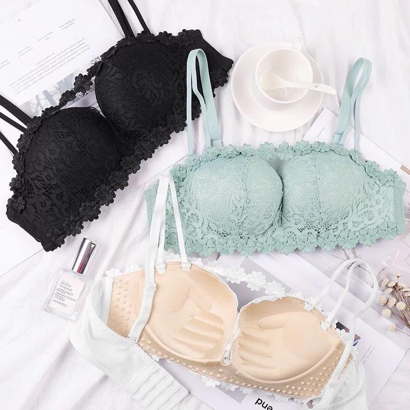 Set: Lace Trim Bra + Panties Product Image