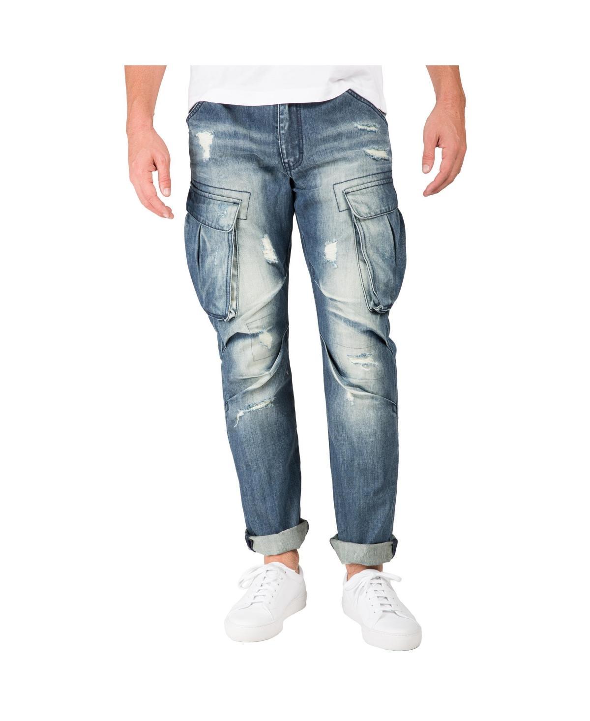 Mens Premium Jeans Slim Straight Intense Blast Distressed Cargo Pocket Product Image