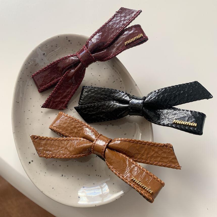 Faux Leather Bow Hair Clip Product Image