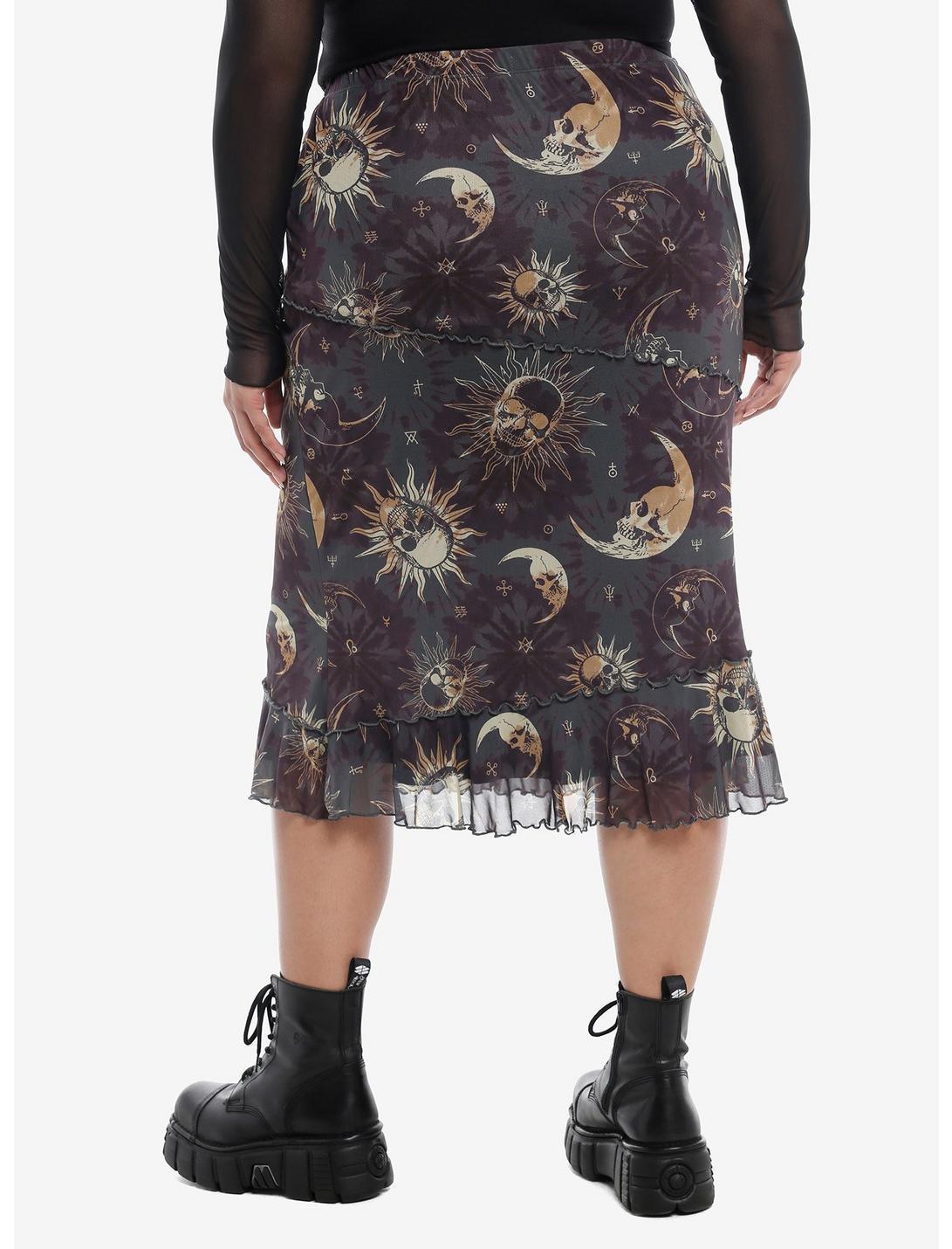 Cosmic Aura® Celestial Skull Asymmetrical Midi Skirt Plus Size Product Image