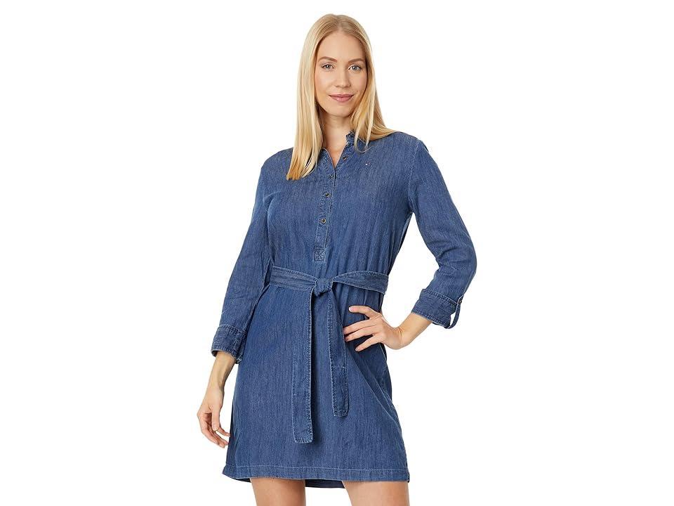 Tommy Hilfiger Popover Chambray Dress with Belt (Medium Benson) Women's Dress Product Image