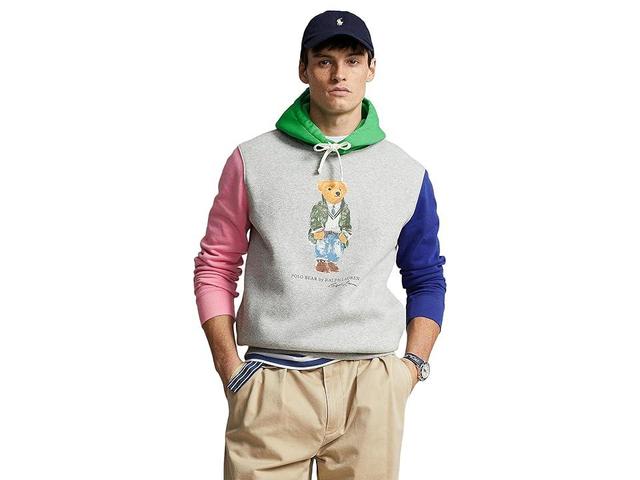 Polo Ralph Lauren Polo Bear Color-Blocked Fleece Hoodie (Grey) Men's Clothing Product Image