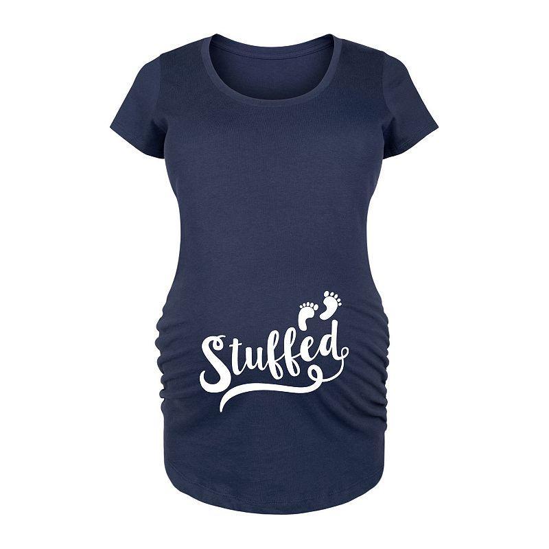 Maternity Stuffed Baby Footprints Graphic Tee, Girls Blue Product Image