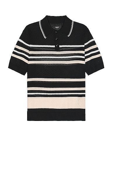 Amiri Striped Polo in Black Product Image