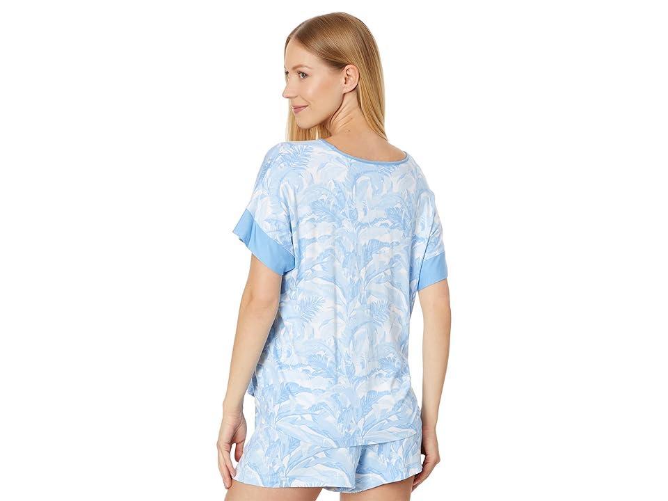 Tommy Bahama Short Sleeve Short PJ Set White Palm) Women's Pajama Sets Product Image