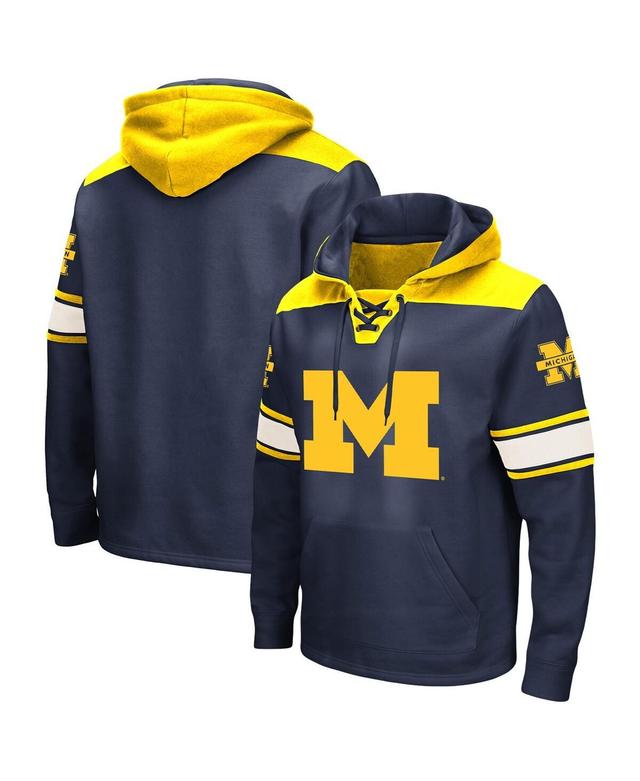 Mens Colosseum Michigan Wolverines Big & Tall Hockey Lace-Up Pullover Hoodie Blue Product Image