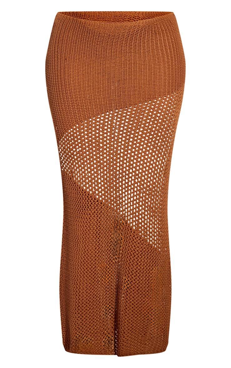 Tan Crochet Maxi Beach Skirt Product Image