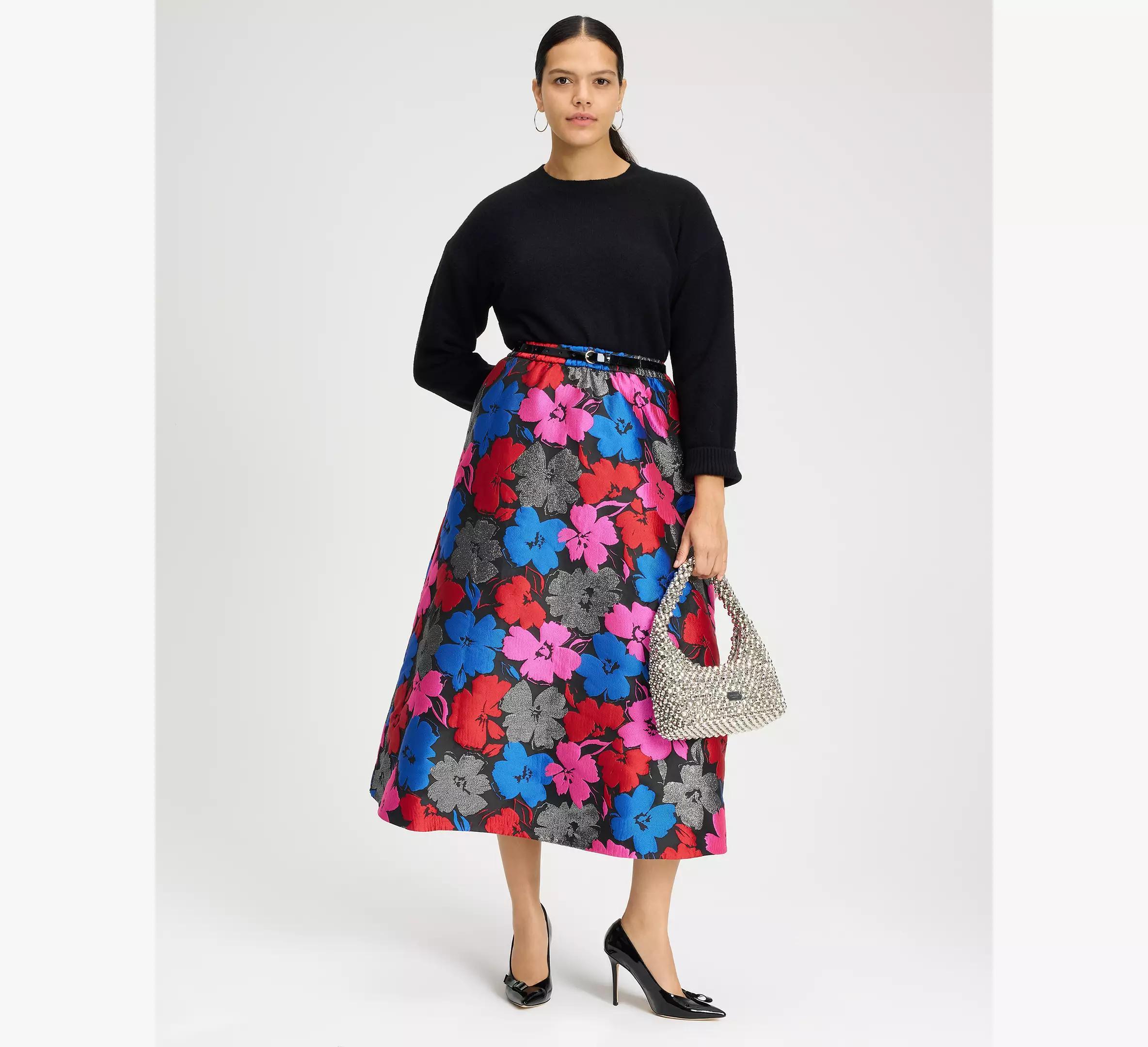 Painterly Blooms Midi Skirt Product Image