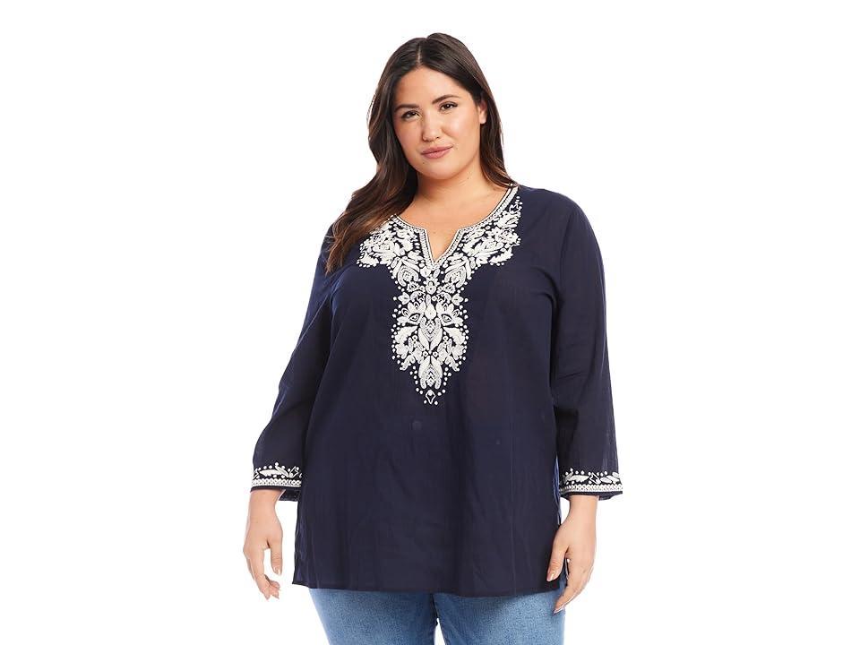 Karen Kane Plus Size Embroidered Tunic Women's Clothing Product Image