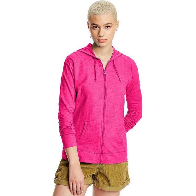 Womens Hanes Slub Jersey Full Zip Hooded Sweatshirt Product Image